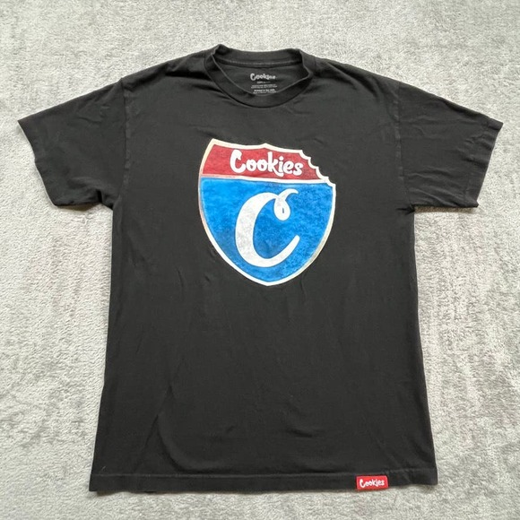 Cookies Mens Large T Shirt Crewneck Short Sleeve Black Printed Graphic‎ - Picture 1 of 5